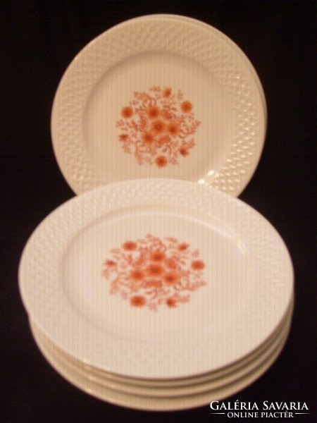 Antique set of 5 marked flat plates 25 cm rarity for sale