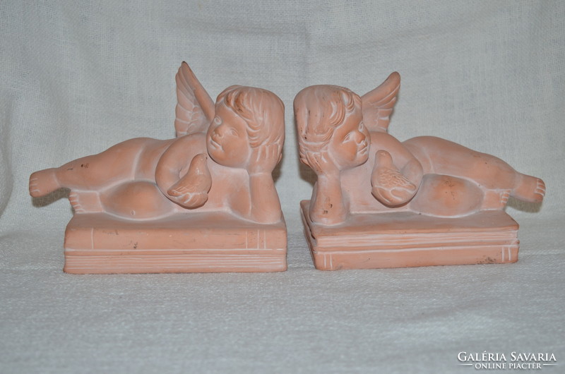 Ceramic fired tile terracotta angel bookend pair ( dbz 0072 )
