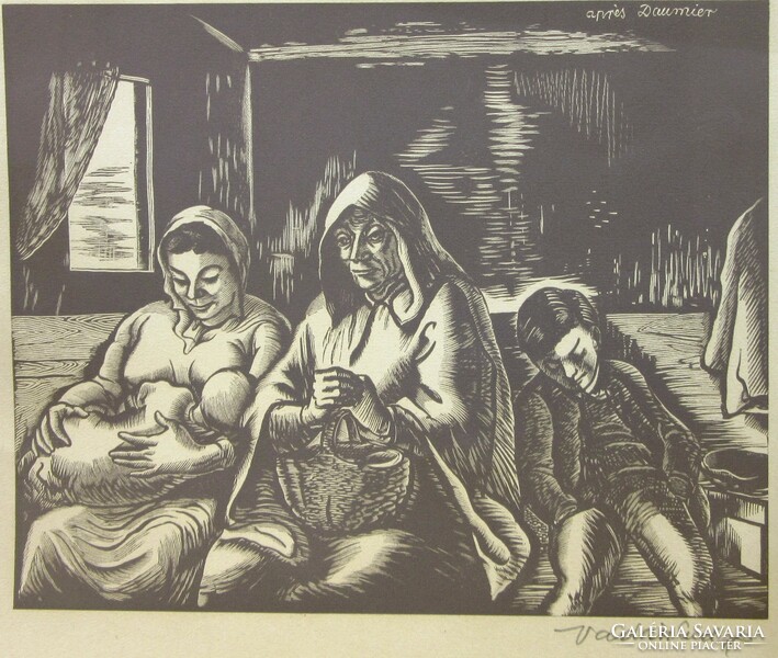 Vadász Endre /1901-1944/fametszet,/Daumier után/ 19 x 24 cm, jelzett, papír,