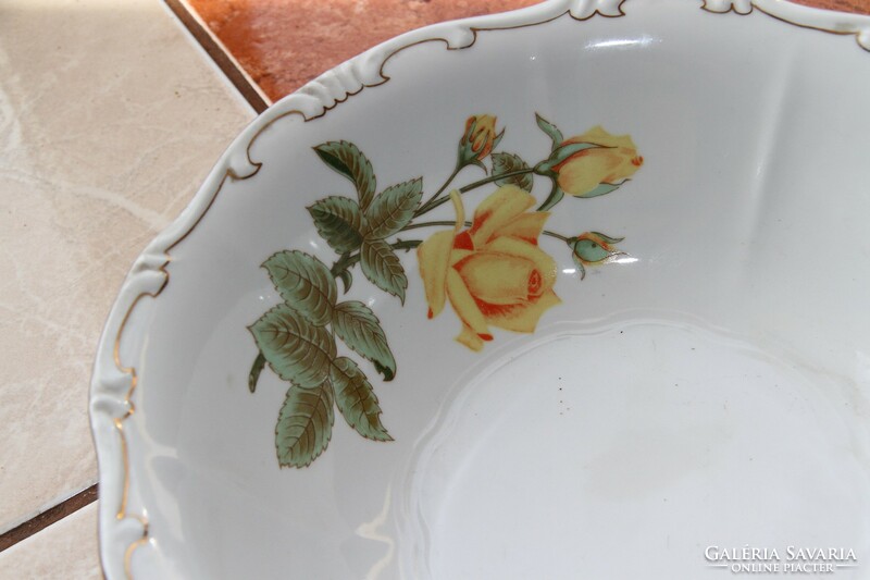 Zsolnay yellow rose salad bowl