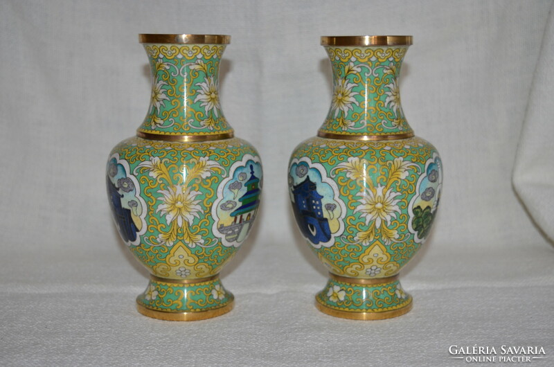 Rekeszzománcos tükörképes váza páros  ( DBZ 0082 )
