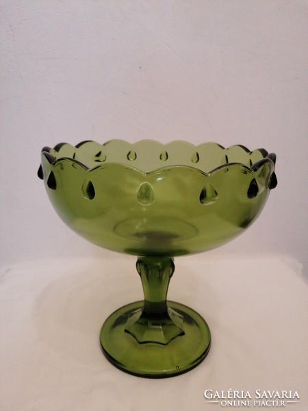 Olive green colored glass bowl, offering