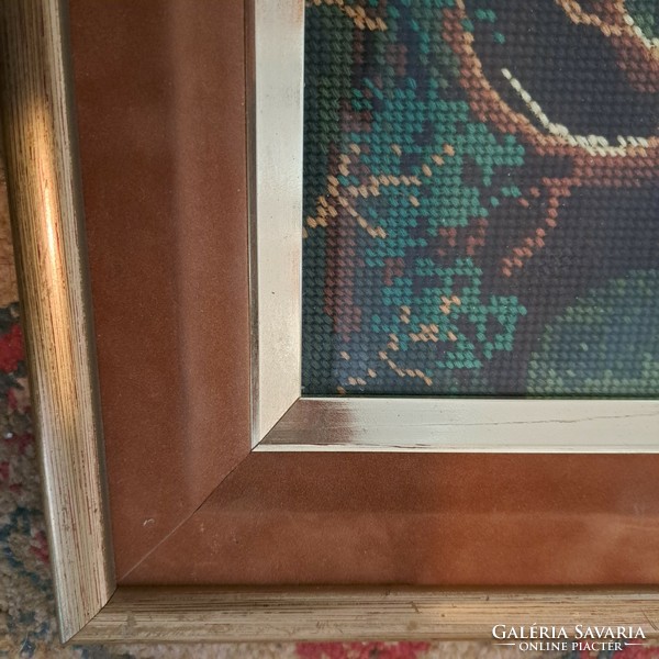 Beautiful handmade goblet picture in a frame combined with velvet
