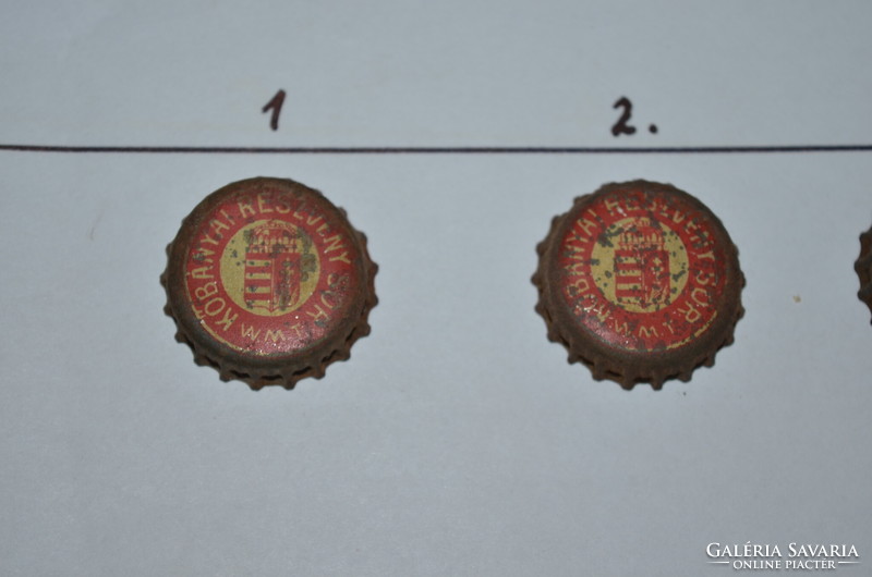 10 painted, small coat of arms wmt cork beer caps with a different character (Kőbánya share beer)