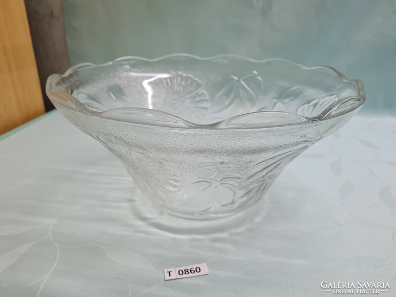 T0860 glass bowl with flower print 32x15 cm