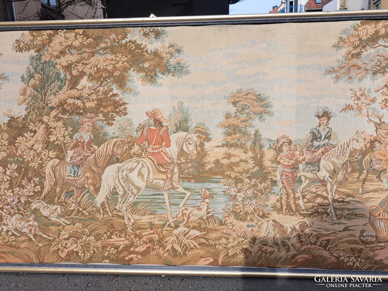 Huge tapestry, 2 meters wide! Hunting scene - old French tapestry