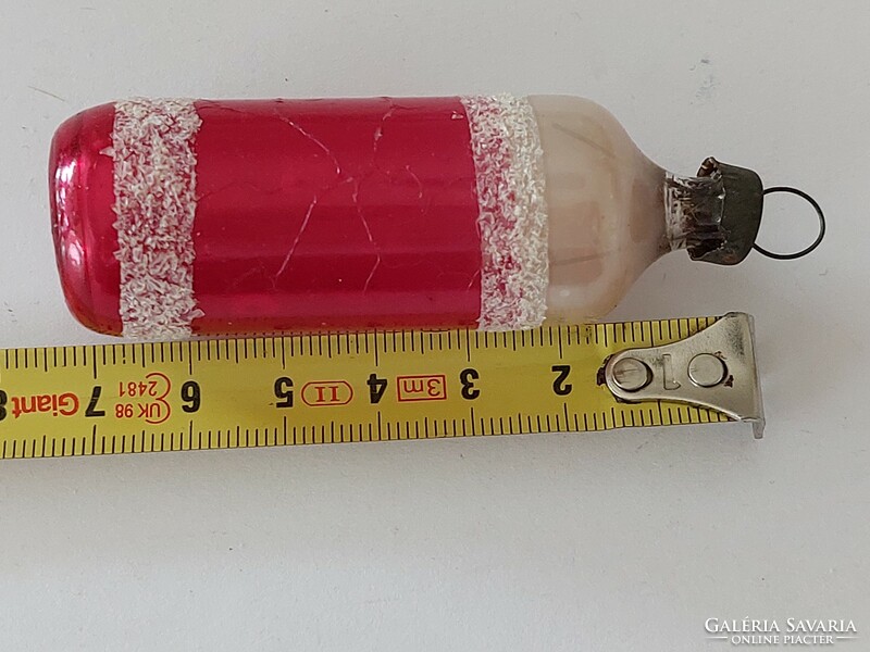 Old glass Christmas tree decoration red soda siphon soda bottle glass decoration