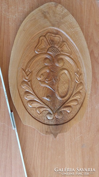 (K) Székely wood carving, wall picture 31x20 cm 70th anniversary