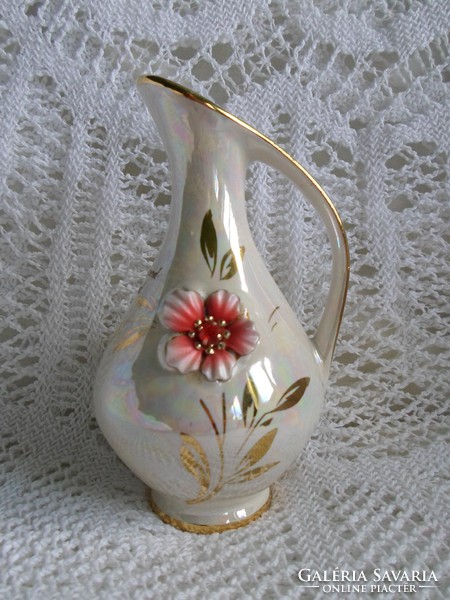 Marked antique iridescent, gilded ges gesch handwork porcelain, flawless 15 cm