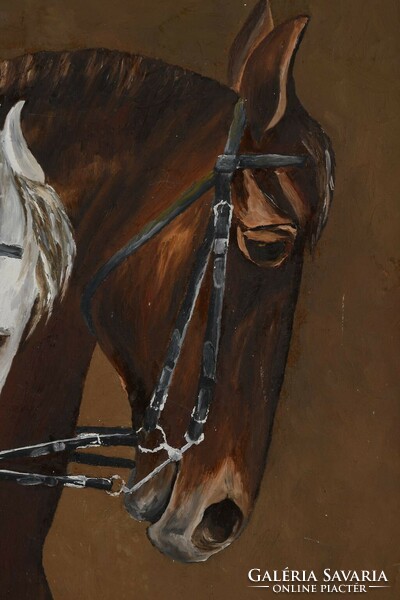 Horses. Signed oil