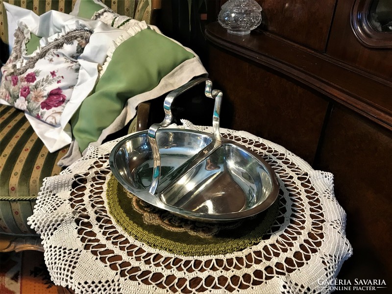 Antique rarity, silver-plated, extremely special, larger-sized, divided serving plate, treat tray