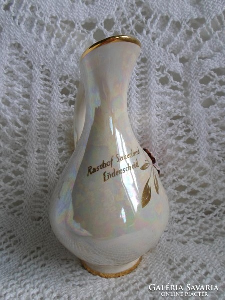 Marked antique iridescent, gilded ges gesch handwork porcelain, flawless 15 cm