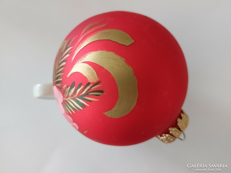 Retro glass Christmas tree ornament painted candle pattern large sphere glass ornament 10 cm