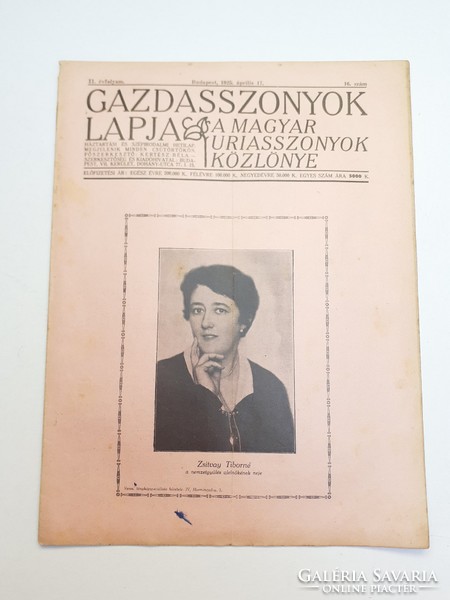 Régi újság 1925 Gazdasszonyok lapja A magyar uriasszonyok közlönye