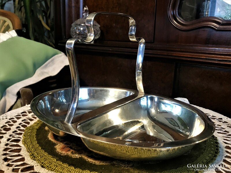 Antique rarity, silver-plated, extremely special, larger-sized, divided serving plate, treat tray