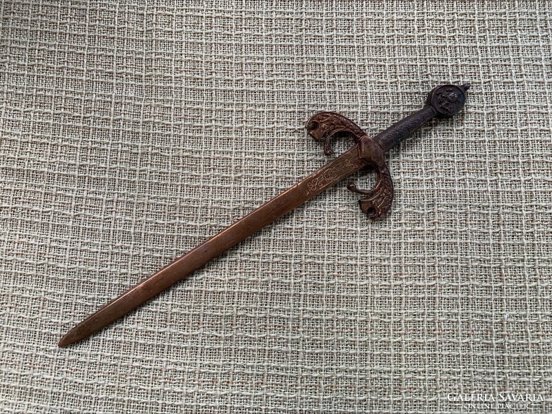 Renaissance sword replica, old copper decoration, dagger, 39 cm.