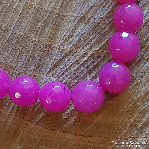 Különleges fazettált csiszolású pink achát nyaklánc