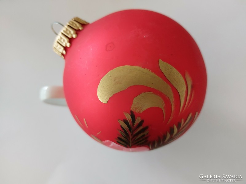 Retro glass Christmas tree ornament painted candle pattern large sphere glass ornament 10 cm