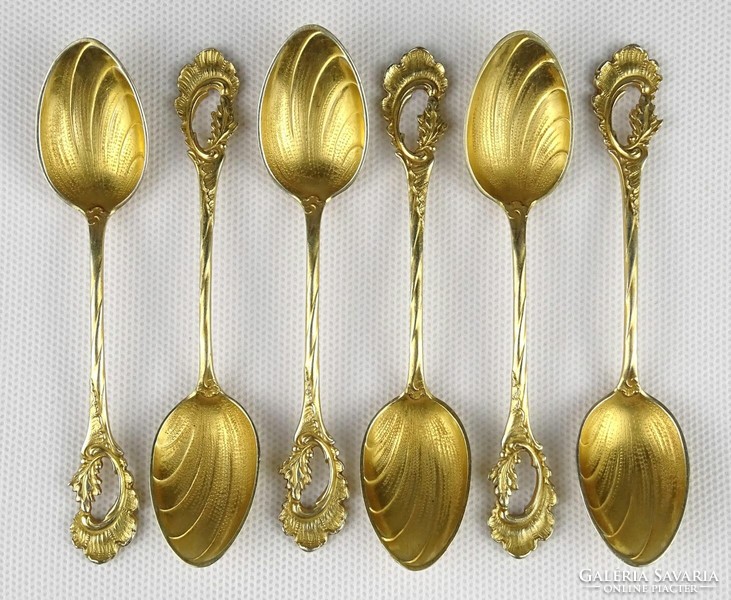 1M584 old gilded baroque decorative spoon set of 6 pieces