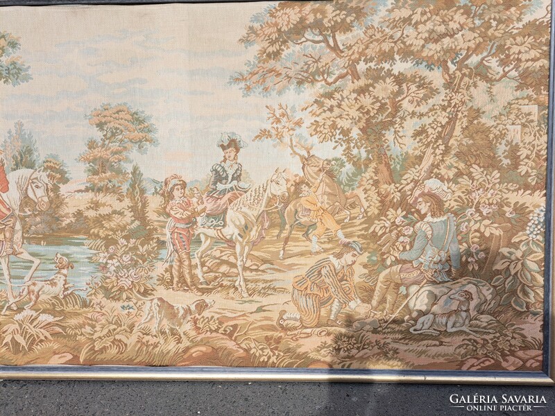 Huge tapestry, 2 meters wide! Hunting scene - old French tapestry