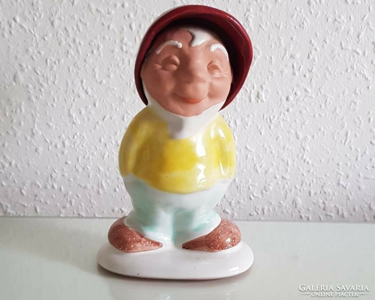 Small dwarf ceramic figure, with movable cap, work of Ferenc Cermák