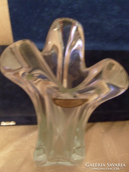 Lux Glass osztrák  Üveg váza Art deco vastagfalú ritkaság 31cm-es eladó ajándékozhatóan