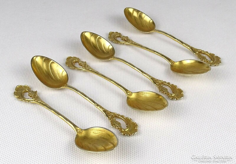 1M584 old gilded baroque decorative spoon set of 6 pieces