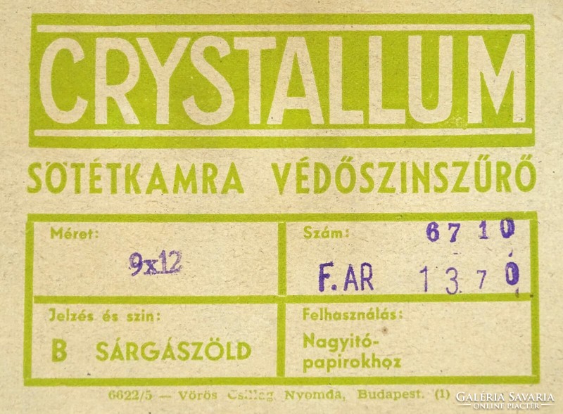 1M653 Crystallum sötétkamra védőszínszűrő "B" dobozában