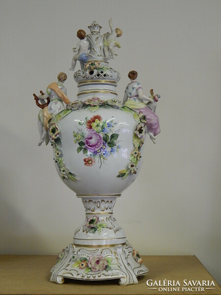 Monumental 3-piece German vase with lid