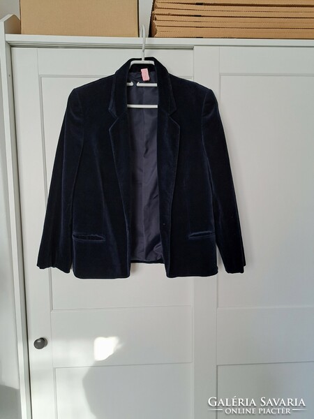 Dark blue velvet jacket, jacket, blazer, m-40