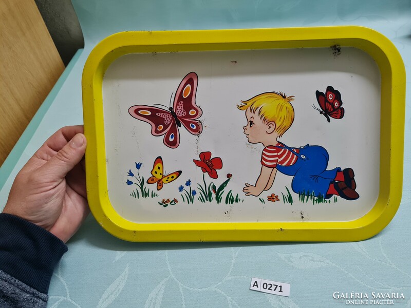 A0271 retro children's pattern metal tray 34x23 cm