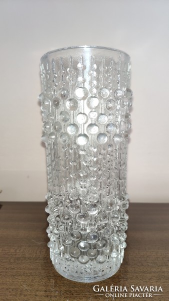 Sklo Union Frantisek Peceny "Candle wax"  üvegváza 18 cm magas