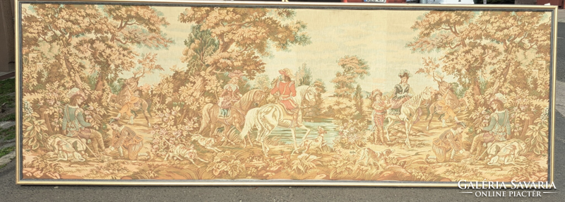 Huge tapestry, 2 meters wide! Hunting scene - old French tapestry