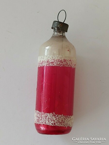 Old glass Christmas tree decoration red soda siphon soda bottle glass decoration
