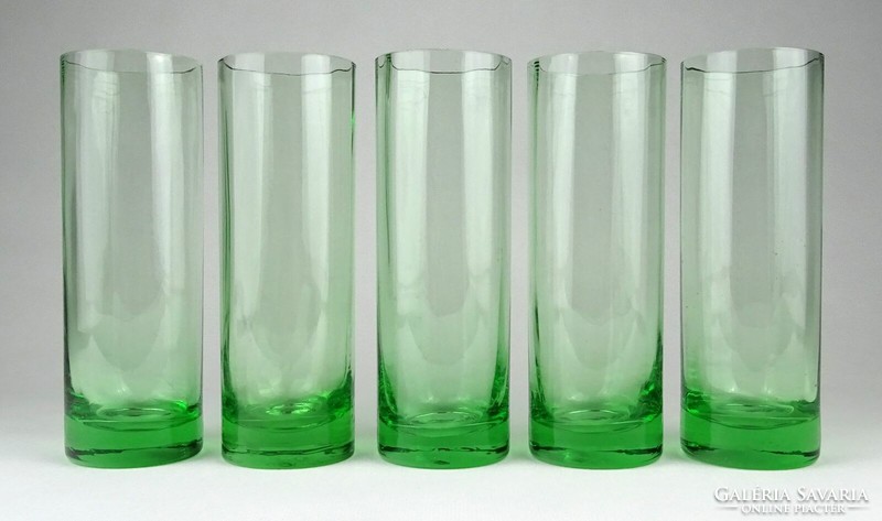 1M716 Retro zöld hibátlan üdítős pohár készlet 5 darab
