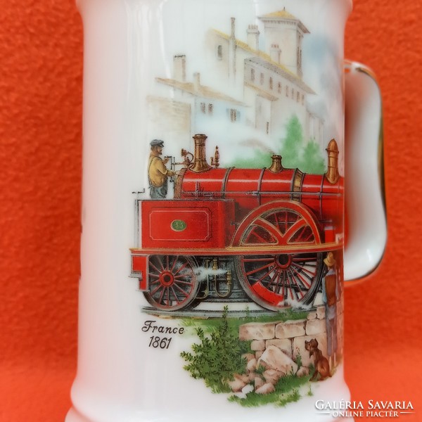 Train, numbered, German, porcelain jug.