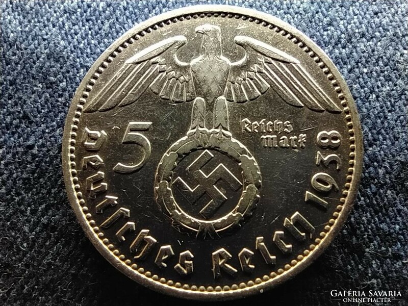 Germany swastika .900 Silver 5 imperial marks 1939 f (id77090)