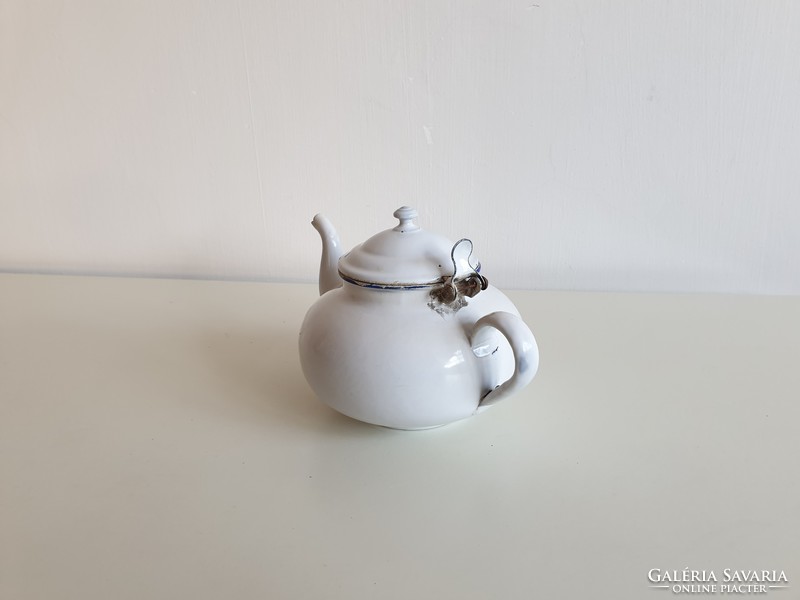 Enameled old vintage iron coffee pot pouring lampart enameled small jug decoration
