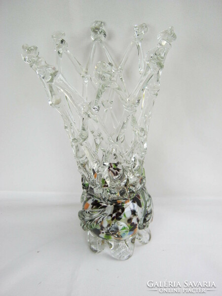 Glass retro vase with grid openwork pattern, large size