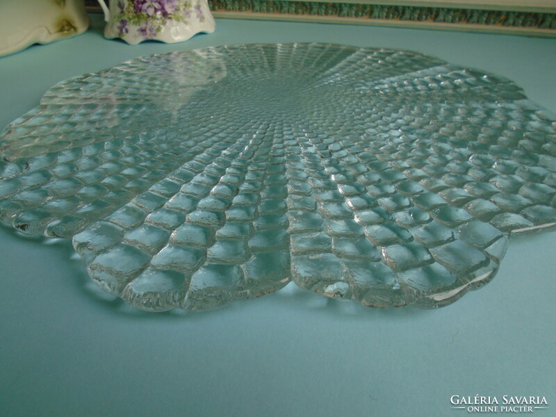 Glass, flat cake plate, table center 31.5 Cm.