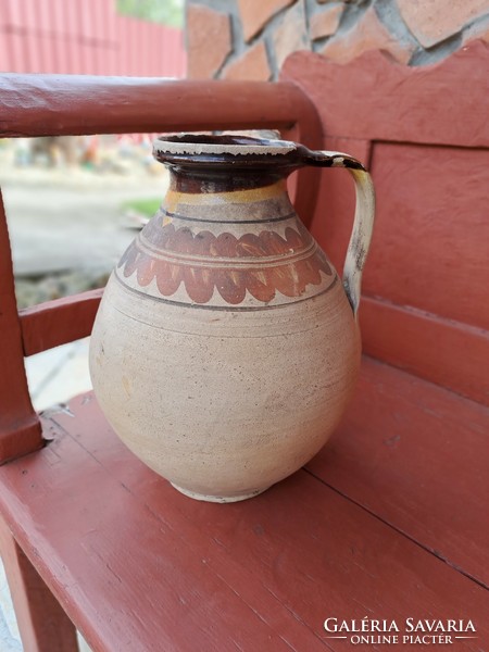Gömöri 31 cm high kanta stone jug pitcher rustic village decoration ceramic hard tile
