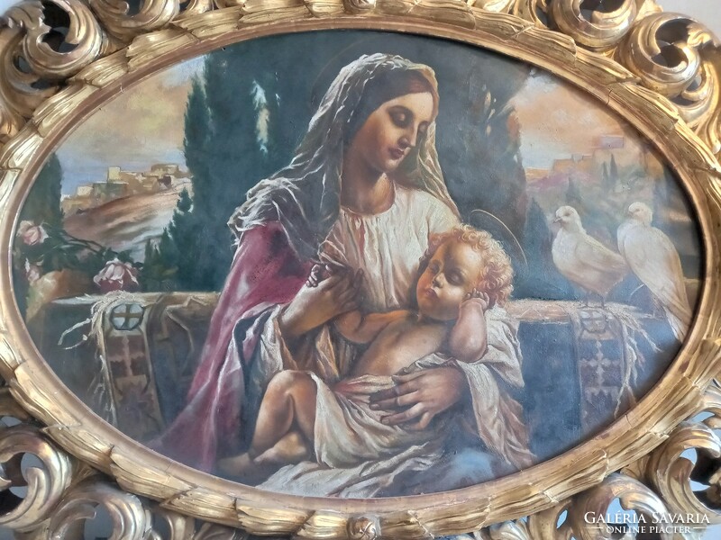 Mary with the Child Jesus antique oil painting