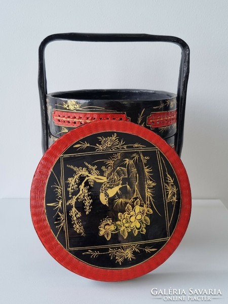 Tradícionális kínai kézzel festett vintage kosár-32 cm