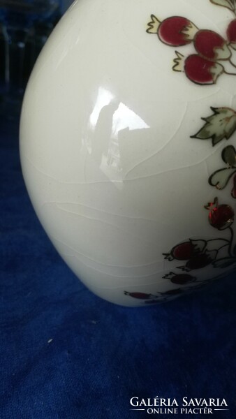 Zsolnay vase with rosehip pattern