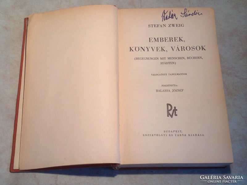 STEFAN ZWEIG: EMBEREK, KÖNYVEK, VÁROSOK - 1939.  (104)