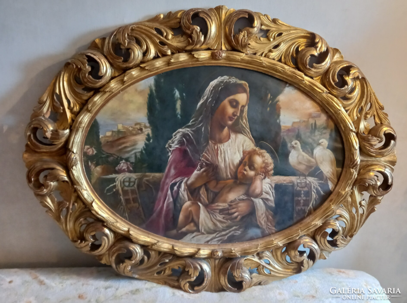 Mary with the Child Jesus antique oil painting