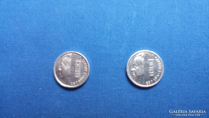 10 db spanyol peseta: 100, 25, 5, 1