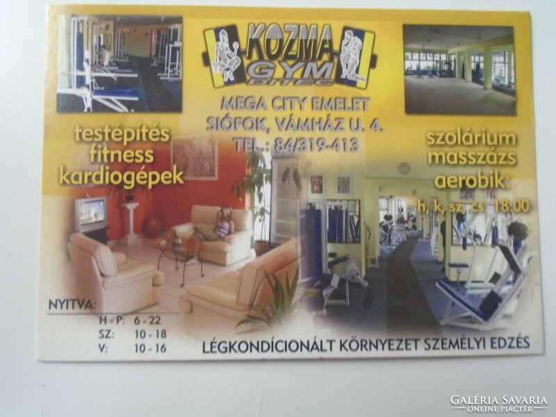 D194346 advertising postcard - Siofok - Kozma gym fitness solarium aerobic massage 2006
