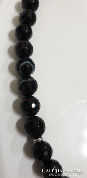 Black faceted mineral necklace 45 cm