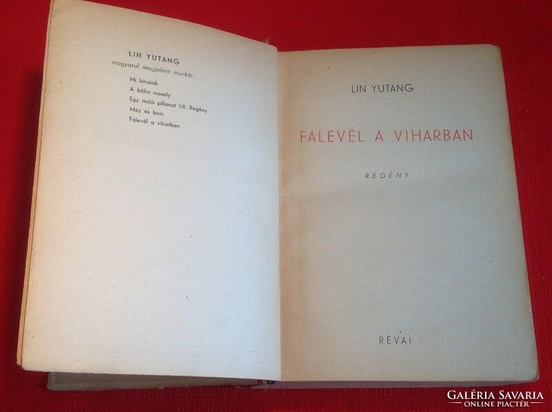 LIN YUTANG: FALEVÉL A VIHARBAN 1945-ös kiadás  (108)